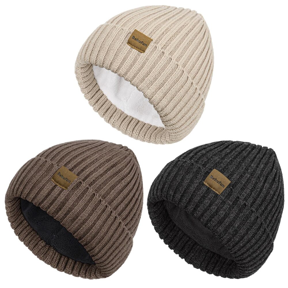 5395 Beanies Hats 3 Pack, Unisex Beanie , Warm Soft Polar Fleece Lining